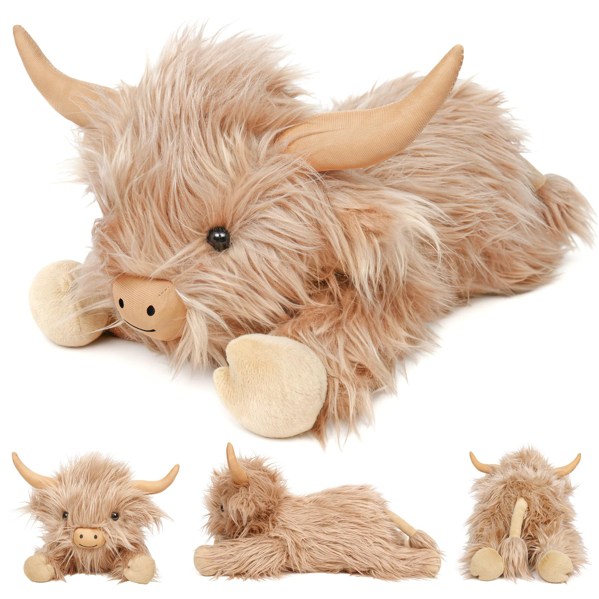 JellyMallow Highland Cow Weighted Stuffed Animals 22in Cow Plush 5lbs