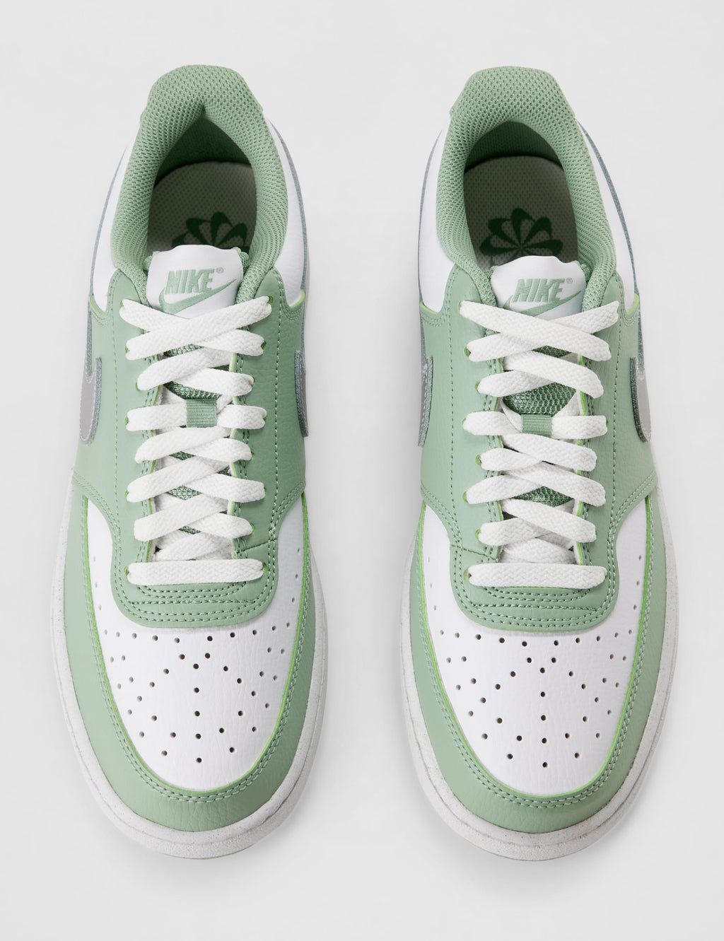 Nike Women's Court Vision Low Next Nature Shoes, Steam/Metallic Silver-White, 8