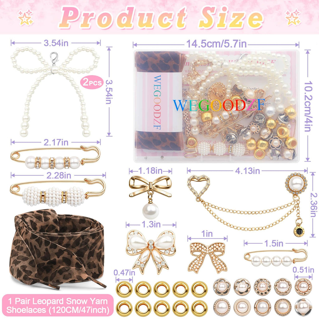 WEGOODZF Leopard Snow Yarn Shoelaces + 29-Piece Shoe Charms Set