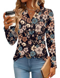 IECCP Blouses for Women Dressy Casual Long Sleeve V Neck Pleated Shirts