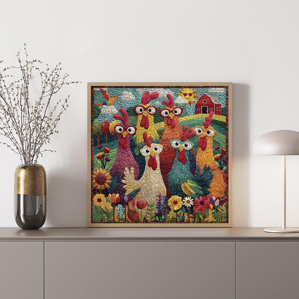 Chicken Puzzles for Adults 1000 Piece, PICKFORU Funny Chicken Jigsaw Puzzle, Garden Farm Flower Animal Rooster Themed, Patchwork Art Challenge Puzzle