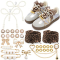 WEGOODZF Leopard Snow Yarn Shoelaces + 29-Piece Shoe Charms Set