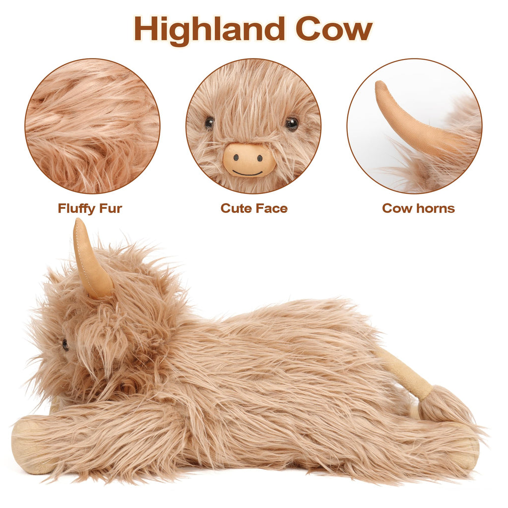 JellyMallow Highland Cow Weighted Stuffed Animals 22in Cow Plush 5lbs