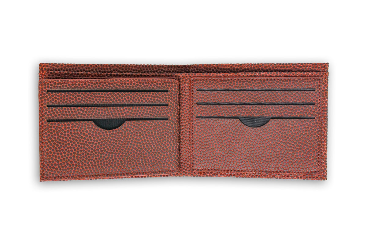 Zumer Sport Football Leather Men's Wallet - Made from Actual Ball Material - BiFold Design with Card and ID slots - Brown and White