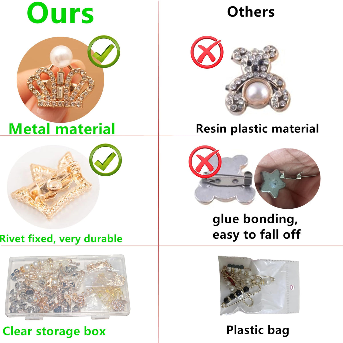 Rozecollin 72-Piece Junk Sock Charms Kit – Brooches, Safety Pins & Bag Charms