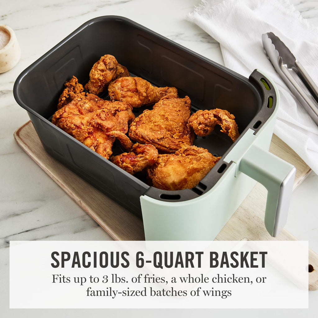 Martha Stewart 6-Quart Air Fryer, 6 Presets, Space Saving, Honeydew Sage