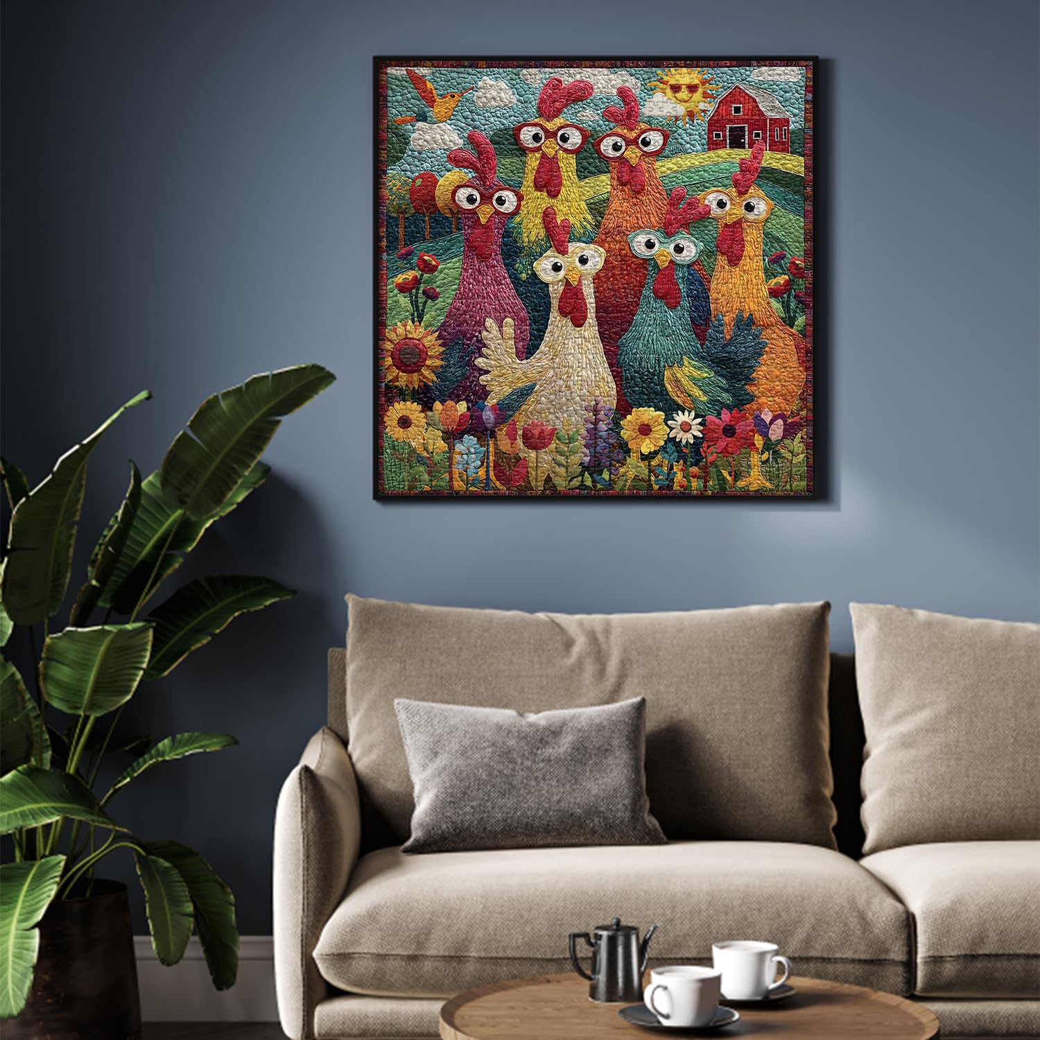 Chicken Puzzles for Adults 1000 Piece, PICKFORU Funny Chicken Jigsaw Puzzle, Garden Farm Flower Animal Rooster Themed, Patchwork Art Challenge Puzzle