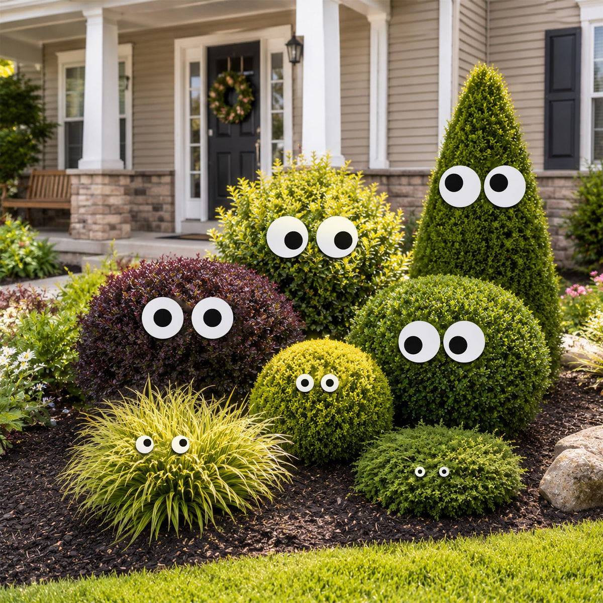 Pinkunn 60 Pcs Halloween Bush Eyes Decorations Large Peeking Monster Eyes