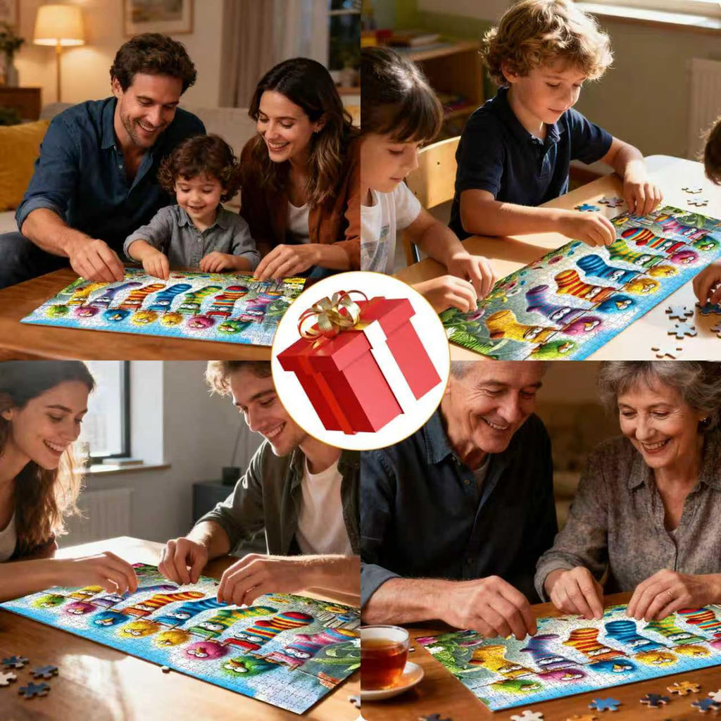 Birds Family Puzzles Colorful Cartoon Socks 1000 Pieces 27.5 X 19.7in