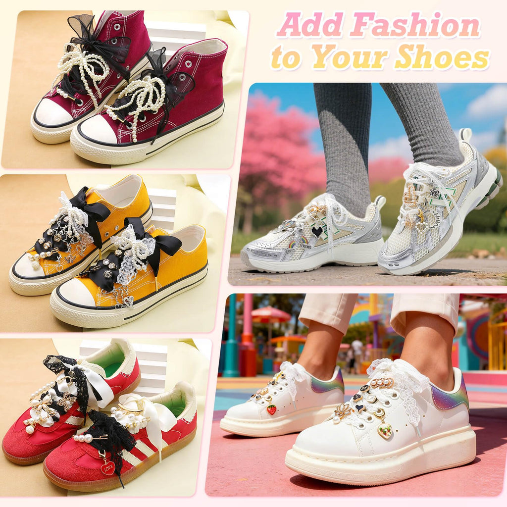 WEGOODZF Leopard Snow Yarn Shoelaces + 29-Piece Shoe Charms Set