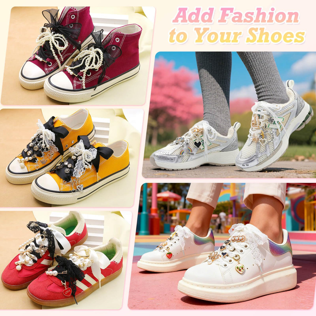 WEGOODZF Leopard Snow Yarn Shoelaces + 29-Piece Shoe Charms Set