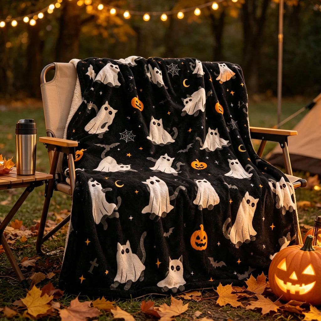 Konijoyce Halloween Throw Blanket Grid Pumpkin Cat Bat Ghost Flannel Throw Blanket for Living Room Couch Bed Chair Halloween Decor Gifts for Kids Adults