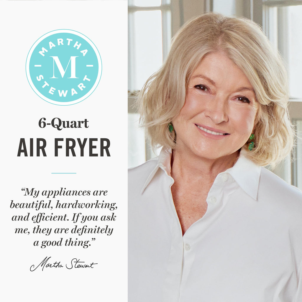 Martha Stewart 6-Quart Air Fryer, 6 Presets, Space Saving, Honeydew Sage