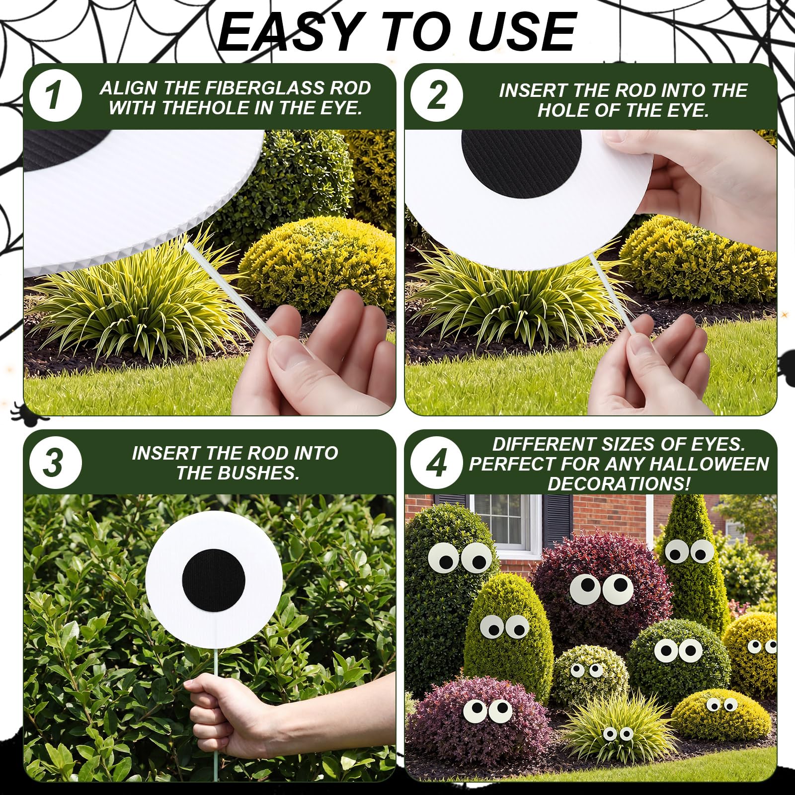 Pinkunn 60 Pcs Halloween Bush Eyes Decorations Large Peeking Monster Eyes
