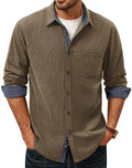 PJ PAUL JONES Men's Button Down Shirt Corduroy Long Sleeve Casual Shirts